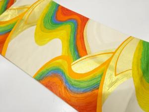 流水模様織り出し　名古屋帯